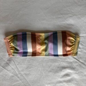 Striped Multicolor Bandeau Bikini Top, Strapless